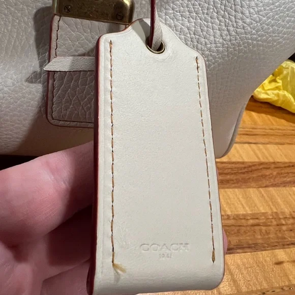 Coach Rogue Satchel in Chalk White pebbled leather old brass hardware. - Picture 6 of 16